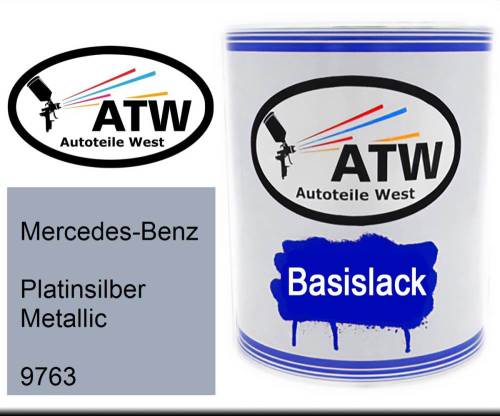 Mercedes-Benz, Platinsilber Metallic, 9763: 1L Lackdose, von ATW Autoteile West.